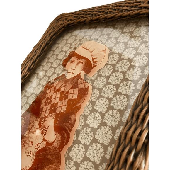 Vintage Lucid Lines Photography on Glass Argyle Sweater 1979 Wicker Frame - Picture 5 of 7